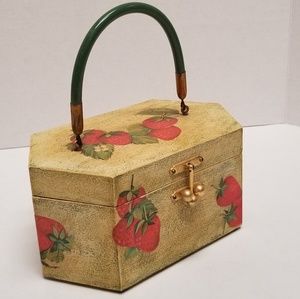 1970's Vintage handpainted Strawberry box purse